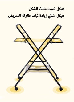 عربست طاولة تغيير حفاضات أطفال مقاومة للماء مع عجلات طاولة تغيير حفاضات قابلة للطي قابلة للتعديل الارتفاع مع وسادة تغيير ورف تخزين محطة حفاضات للأطفال حديثي الولادة والرضع  - Image 2