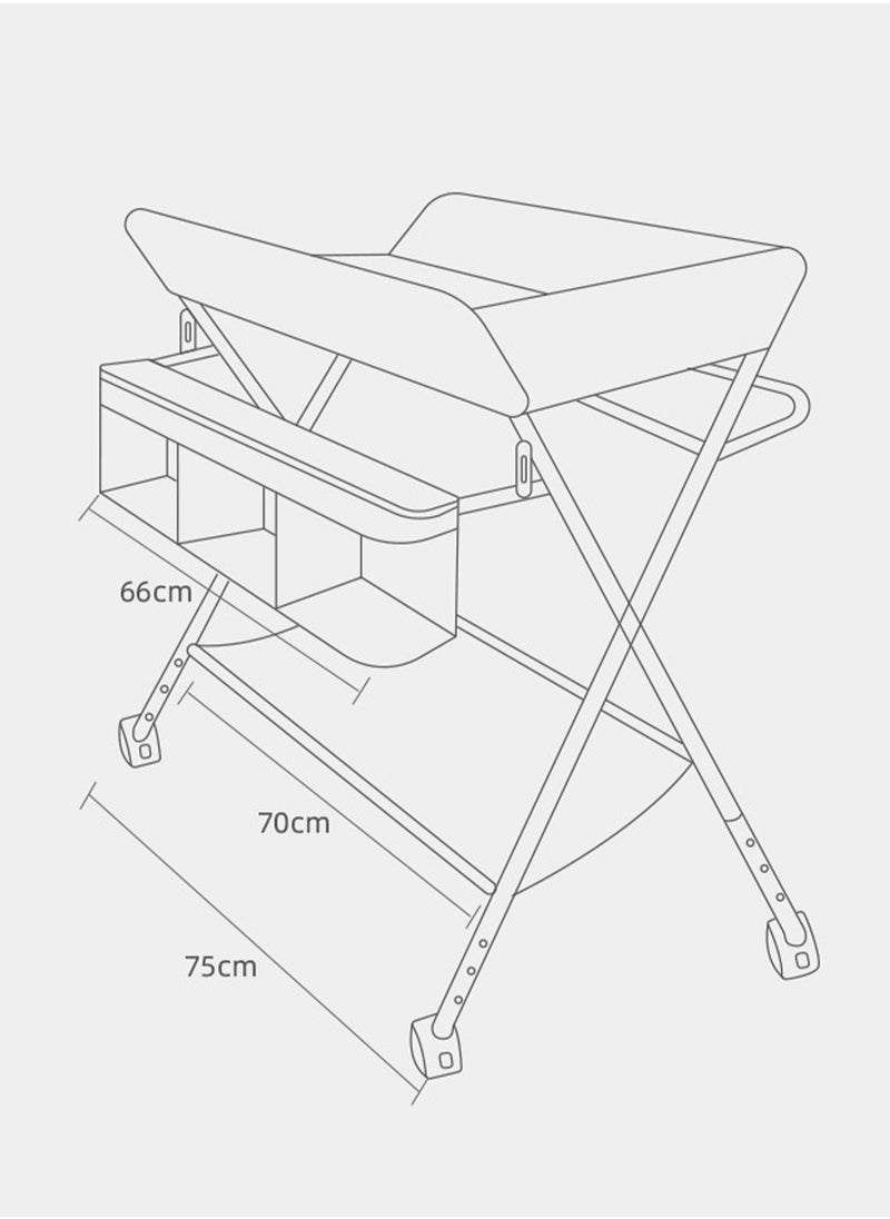 Arabest - Water-Proof Baby Changing Table with Wheels Foldable Adjustable Height Diaper Changing Tables with Changing Pad & Storage Rack Diaper Station for Newborn Baby and Infant - Image 1
