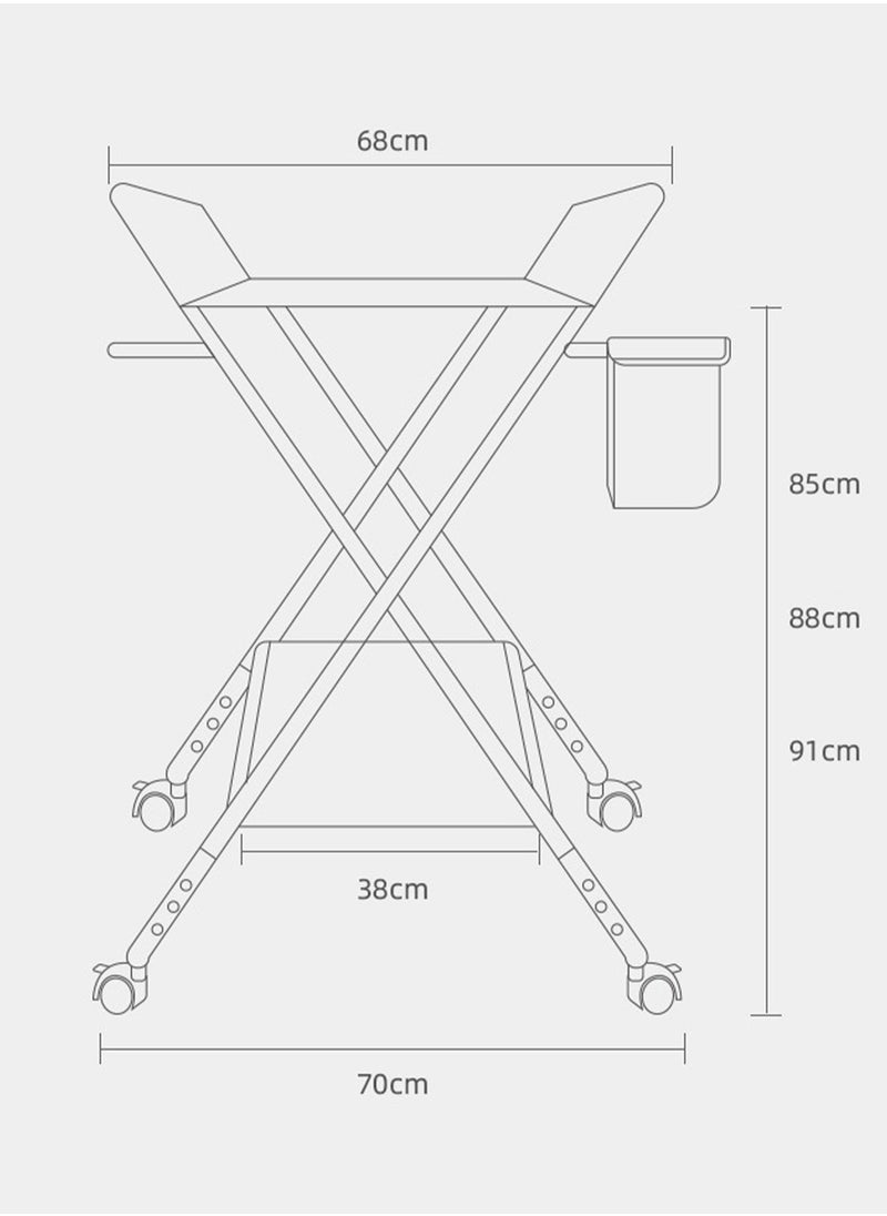 Arabest - Water-Proof Baby Changing Table with Wheels Foldable Adjustable Height Diaper Changing Tables with Changing Pad & Storage Rack Diaper Station for Newborn Baby and Infant - Image 1