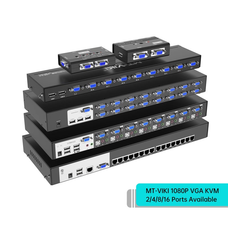 MT-VIKI KVM Switch VGA, 4 Port KVM Switch for 4 Computers Share One Monitor Keyboard Mouse Printer, 3 USB 2.0 Hub, Included 4 VGA KVM Cables - Image 2
