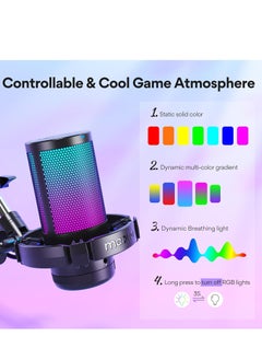 Maono Gaming USB Microphone, Noise Cancellation Condenser mic with Mute, Gain, Monitoring, Boom Arm for Streaming, Podcast, Twitch, YouTube, Discord, PC, Computer, PS4, PS5, Mac, GamerWave  - Image 3