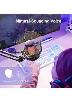 Maono Gaming USB Microphone, Noise Cancellation Condenser mic with Mute, Gain, Monitoring, Boom Arm for Streaming, Podcast, Twitch, YouTube, Discord, PC, Computer, PS4, PS5, Mac, GamerWave  - Image 5