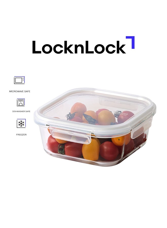 LocknLock حاوية طعام زجاجية مربعة قابلة للتكديس من لوكن لوك سعة 1.2 لتر، محكمة الإغلاق مع غطاء قفل من 4 جوانب، آمنة للاستخدام في الميكروويف، الفريزر وغسالة الصحون، تخزين زجاجي قابل للتكديس لتحضير الوجبات وبقايا الطعام - Image 1