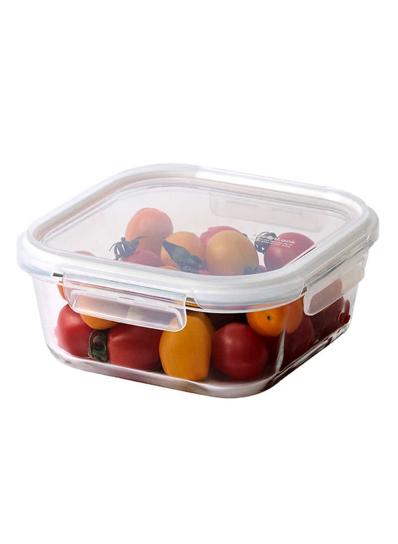 LocknLock Stackable Tempered Glass Square Food Container 1.2L , Airtight with 4-Side Locking Lid, Microwave, Freezer & Dishwasher Safe, Stackable Glass Storage for Meal Prep & Leftovers