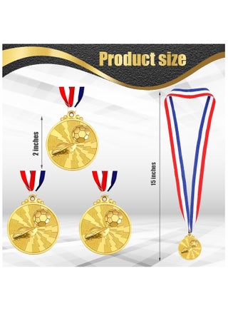24 Pcs Soccer Medals Gold Award Set with Ribbons, Soccer Medals for Sports Competitions, Celebrations & Party Favors - view 2