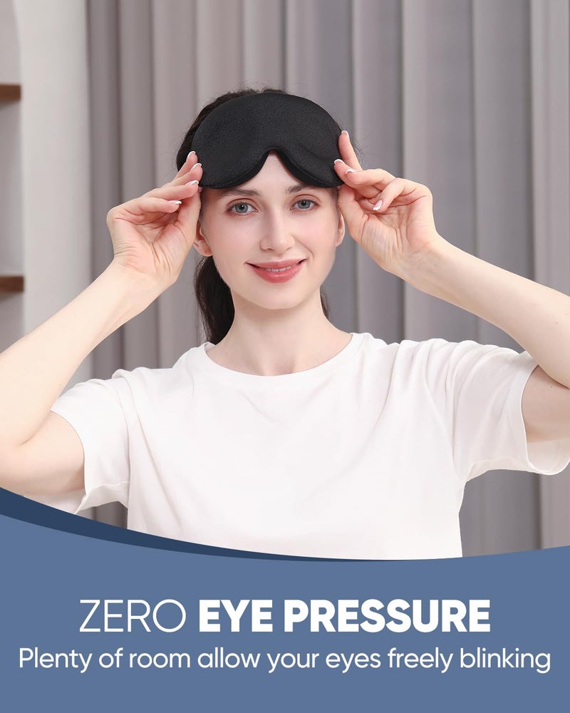 MZOO Luxury Sleep Eye Mask for Side Sleeper Men Women, Zero Eye Pressure 3D Sleeping Mask, Light Blocking Patented Design Night Blindfold, Soft Eye Shade Cover for Travel, Black - Image 2