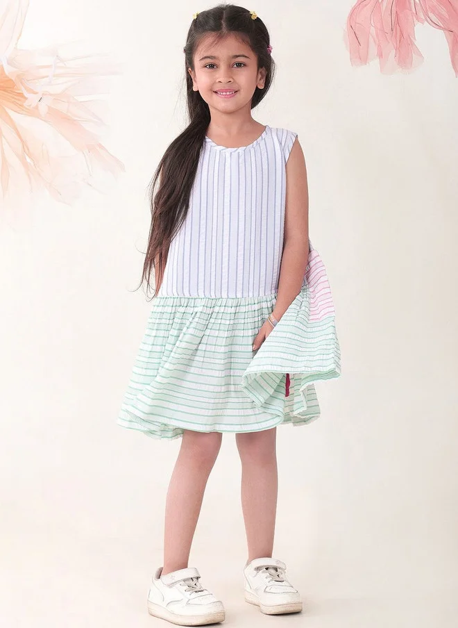 بونكيدز BONKIDS Multicoloured Satin Fit & Flare Dress for Girls