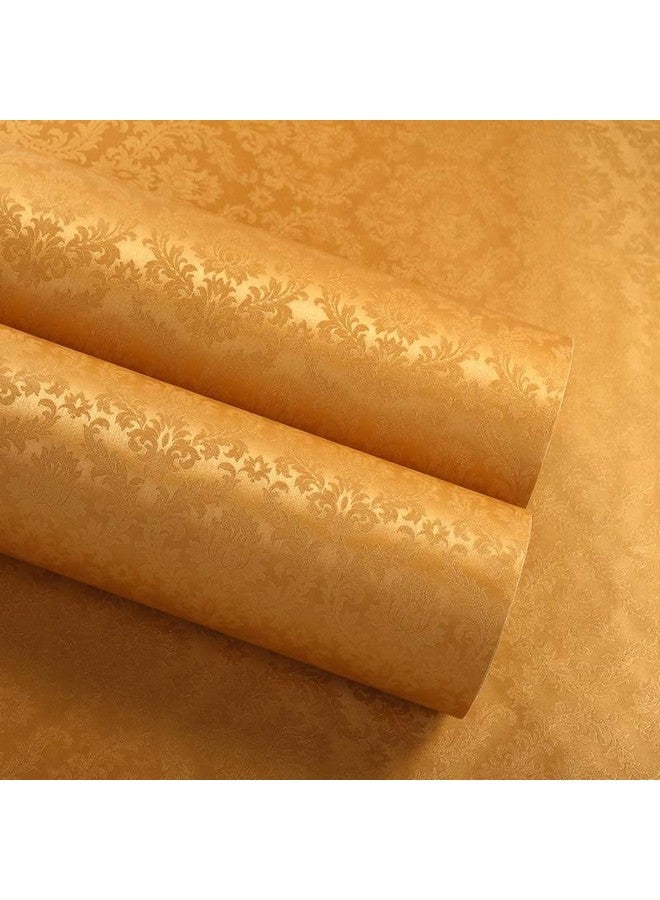 Wolpin Botanical Wall Stickers Wallpaper Living Room, Bedroom, Textured Embossed Decal Floral Home Interior Decoration, DIY Self Adhesive, Gold Damask - Image 3