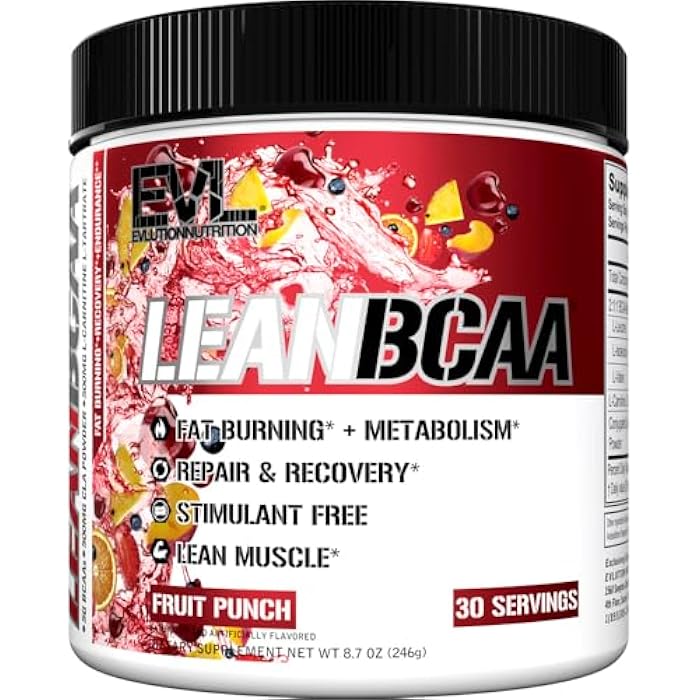 Evlution Stimulant Free Lean BCAA Powder Nutrition BCAAs Amino Acids Powder with CLA Carnitine and 2:1:1 Branched Chain Amino Acids Supports Muscle Recovery Fat Burn and Metabolism - Fruit Punch - Image 1