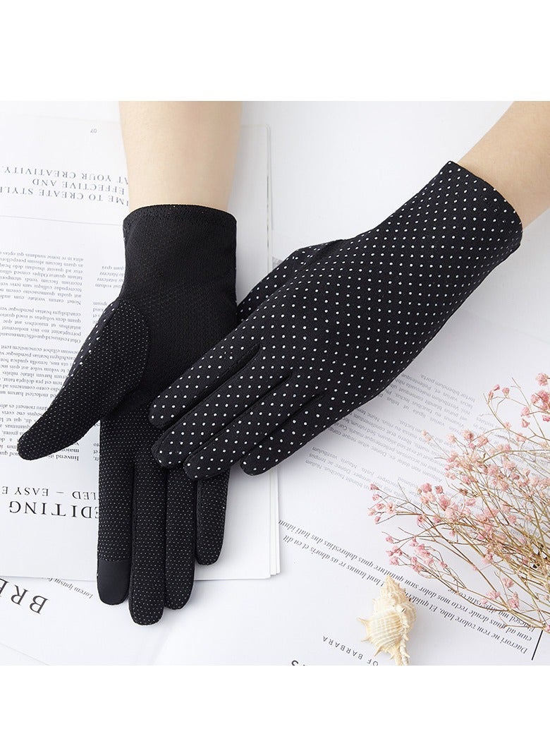 Women Summer UV Protection Gloves Non-Slip Sunblock Driving Gloves Touchscreen Mittens (Black)  - Image 1