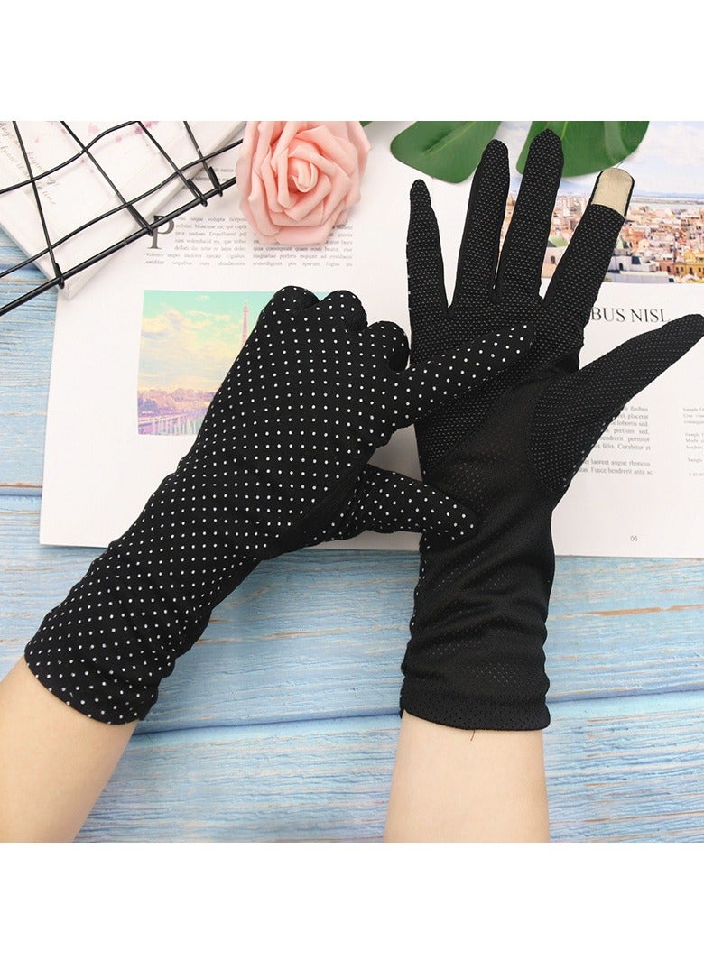 Women Summer UV Protection Gloves Non-Slip Sunblock Driving Gloves Touchscreen Mittens (Black)  - Image 2