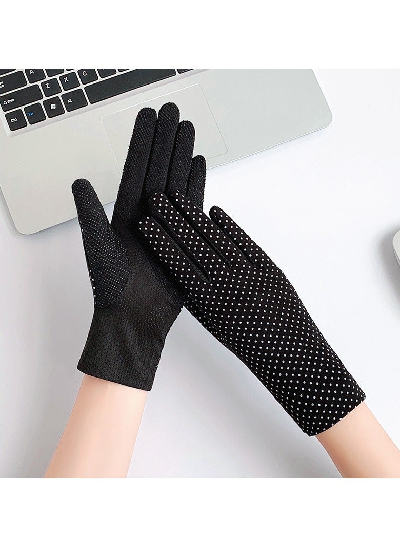Women Summer UV Protection Gloves Non-Slip Sunblock Driving Gloves Touchscreen Mittens (Black)  - Image 3