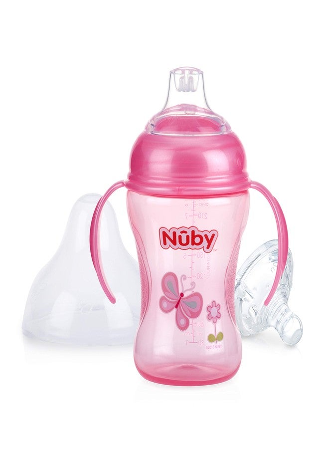 Nuby 3 Piece Natural Touch 3 Stage Wide Neck Breast Size Bottle-to-Cup, Girl - Image 3