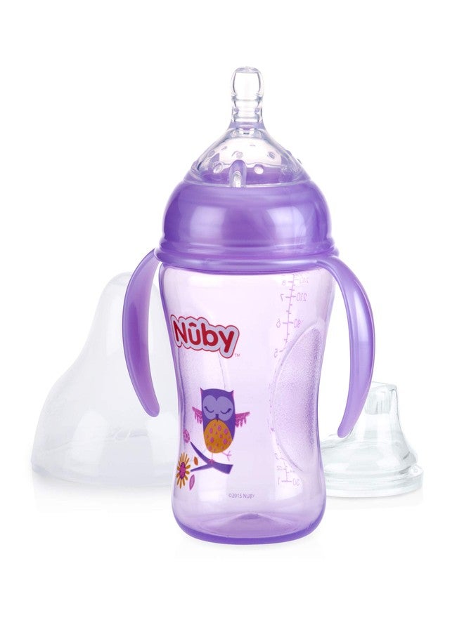 Nuby 3 Piece Natural Touch 3 Stage Wide Neck Breast Size Bottle-to-Cup, Girl - Image 4