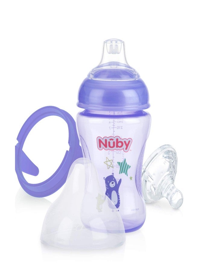 Nuby 3 Piece Natural Touch 3 Stage Wide Neck Breast Size Bottle-to-Cup, Girl - Image 2