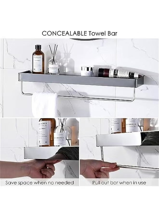 بيوينتي مرآة دائرية مع رف عائم، مرآة دائرية مثبتة على الحائط بإطار معدني أسود، مرآة حائط للمدخل والحمام وطاولة الزينة وغرفة المعيشة، مرآة دائرية سوداء مقاس 40 سم (أسود) - Image 4