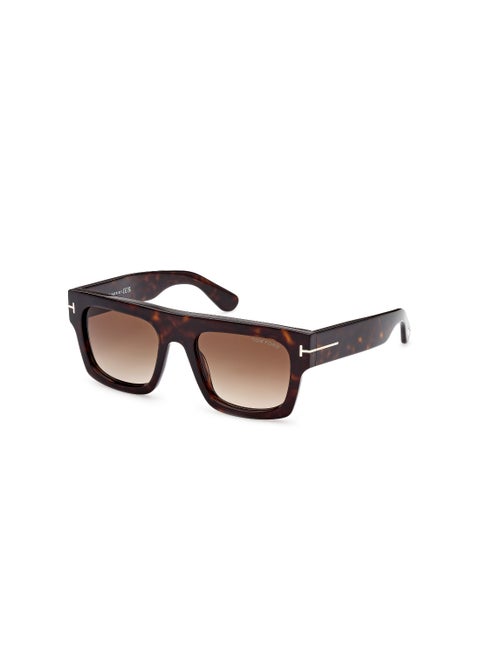 Men's Square Shape Acetate Sunglasses FT071152F53 Lens Size: 53 Millimeter - Dark Havana