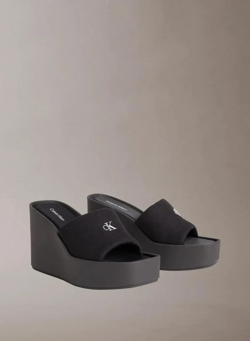 Calvin Klein Triple Black Melia - Canvas Platform Wedge Sandals for Women | Best Price UAE