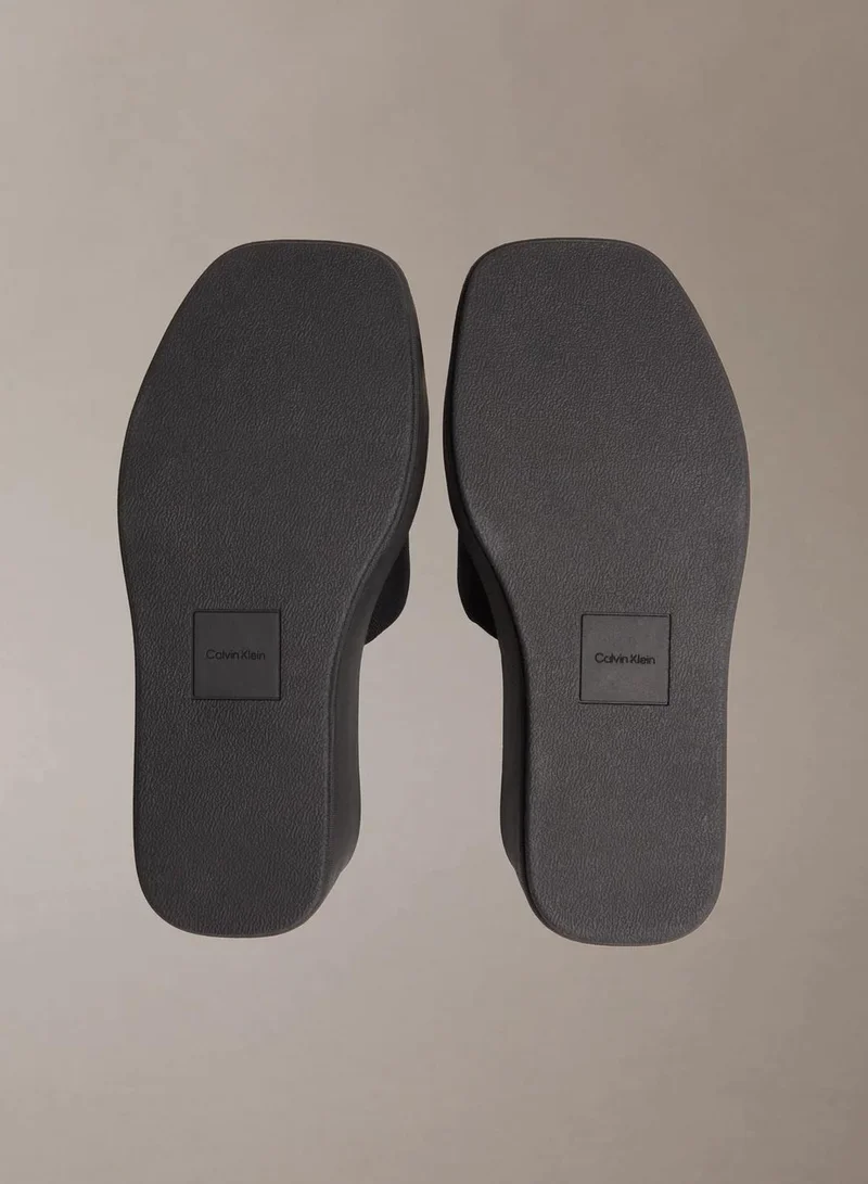 Calvin Klein Triple Black Melia - Canvas Platform Wedge Sandals for Women | Best Price UAE