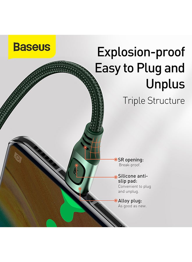 بيسوس كابل شحن وبيانات USB سريع بمنفذ USB A إلى Type C بقوة تيار 5 أمبير من سلسلة فلاش مصنوع من سبيكة الزنك بتصميم مضفر مصنوع من النايلون الممتاز يمكن استخدامه مع أجهزة سامسونج جالاكسي ونينتندو سويتش وهواوي ميت بوك إكس برو وآي باد ميني وغيرها من الأجهزة ويبلغ طوله 2 متر أخضر - Image 2