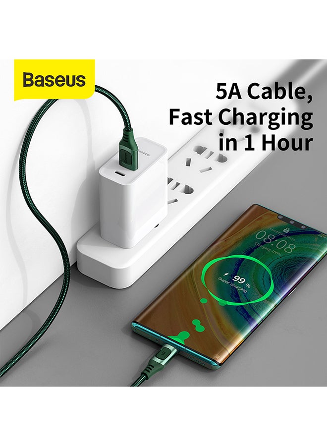 بيسوس كابل شحن وبيانات USB سريع بمنفذ USB A إلى Type C بقوة تيار 5 أمبير من سلسلة فلاش مصنوع من سبيكة الزنك بتصميم مضفر مصنوع من النايلون الممتاز يمكن استخدامه مع أجهزة سامسونج جالاكسي ونينتندو سويتش وهواوي ميت بوك إكس برو وآي باد ميني وغيرها من الأجهزة ويبلغ طوله 2 متر أخضر - Image 4