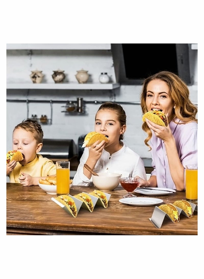 Excefore 2 Packs Taco Holders Set, Stainless Steel Taco Stand Taco Trays, Hold 2 or 3 Hard or Soft Shell Tacos, Oven Dishwasher And Grill Safe, Fill & Serve Tacos with Ease - Image 2