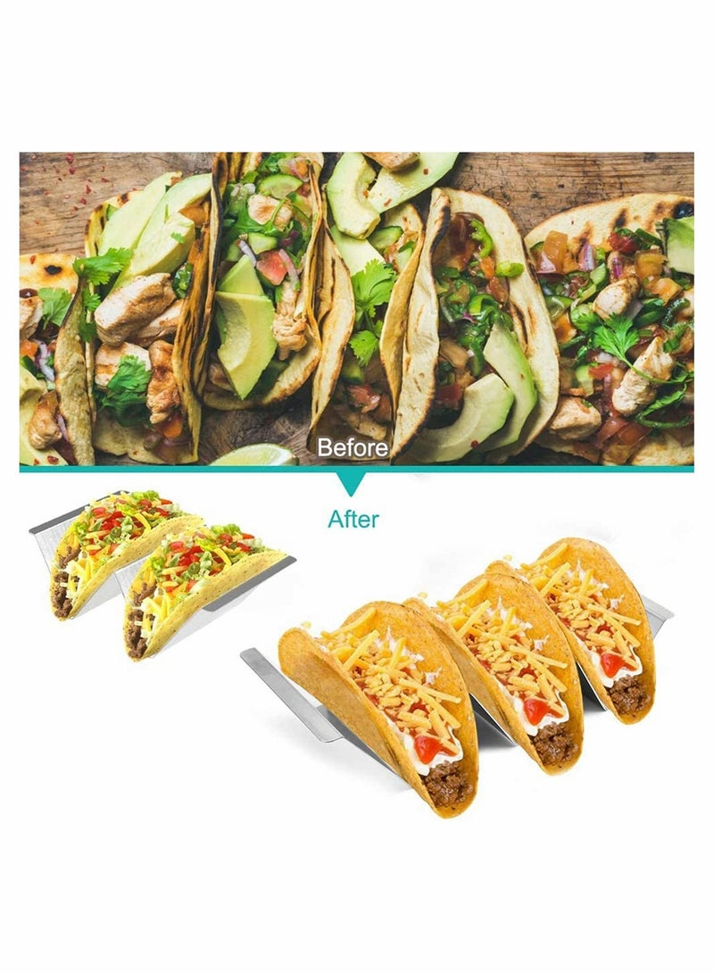 Excefore 2 Packs Taco Holders Set, Stainless Steel Taco Stand Taco Trays, Hold 2 or 3 Hard or Soft Shell Tacos, Oven Dishwasher And Grill Safe, Fill & Serve Tacos with Ease - Image 4