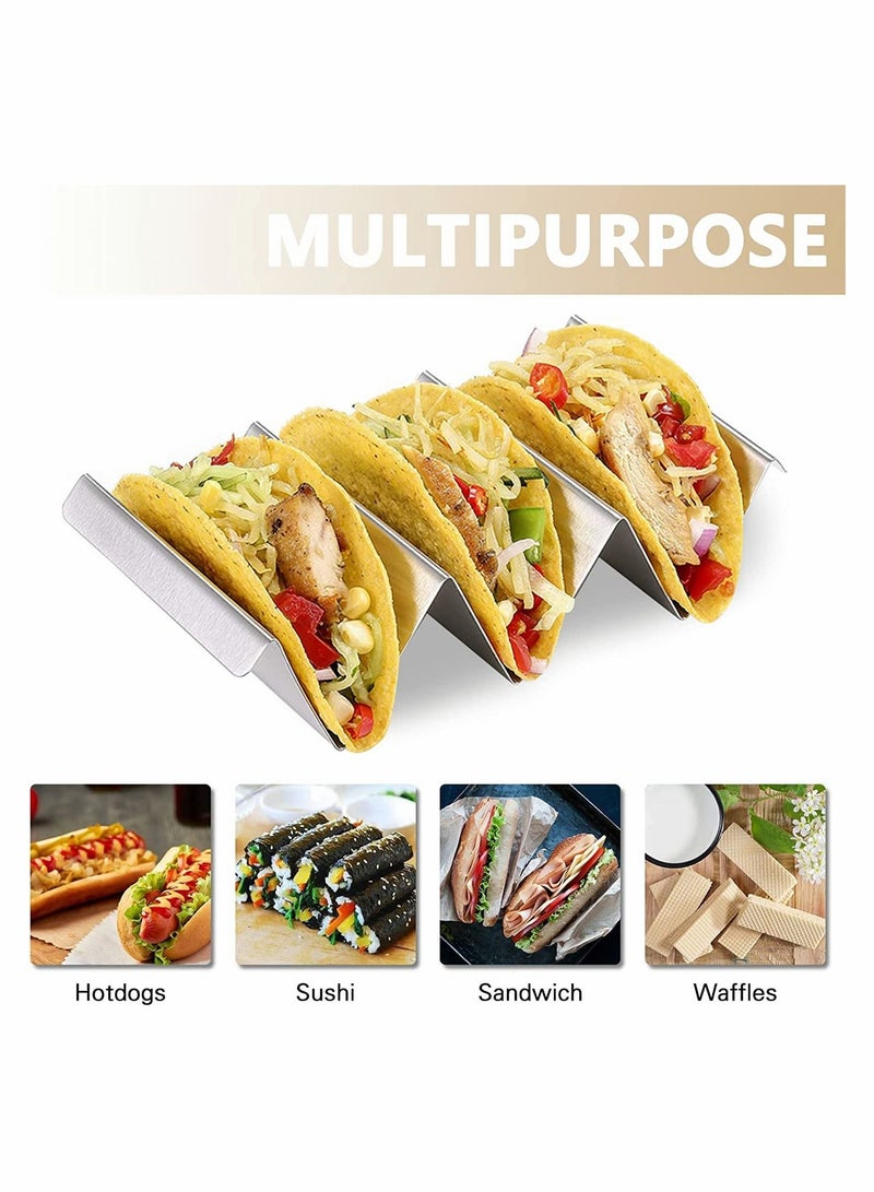 Excefore 2 Packs Taco Holders Set, Stainless Steel Taco Stand Taco Trays, Hold 2 or 3 Hard or Soft Shell Tacos, Oven Dishwasher And Grill Safe, Fill & Serve Tacos with Ease - Image 3