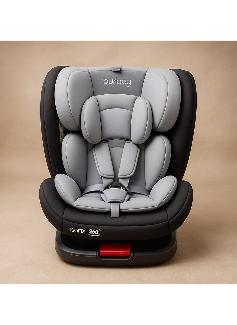 بورباي مقعد سيارة أطفال Burbay Grand دوار 360 درجة مع قاعدة أيزوفيكس - ثورة في راحة طفلك وسلامته  - Image 1