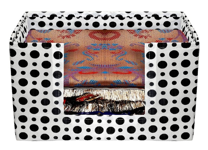 Kuber Industries Kuber Industries Polka Dots Print NonWoven Shirt Stacker Closet Organizer Shirts and Clothing Organizer with Handle Black White  - Image 1