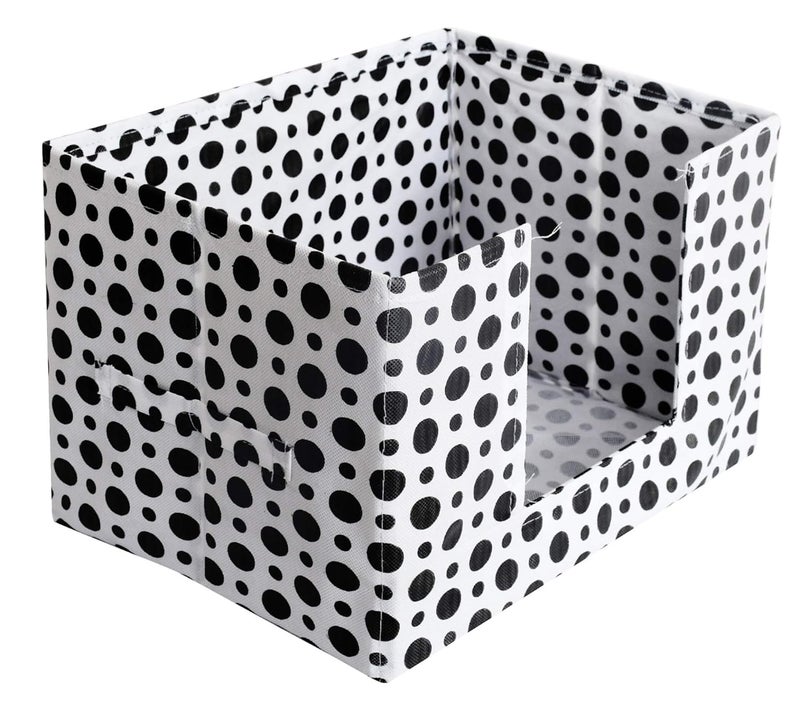 Kuber Industries Kuber Industries Polka Dots Print NonWoven Shirt Stacker Closet Organizer Shirts and Clothing Organizer with Handle Black White  - Image 3
