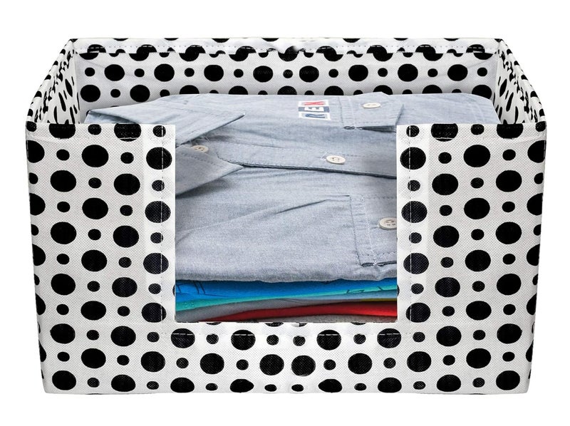 Kuber Industries Kuber Industries Polka Dots Print NonWoven Shirt Stacker Closet Organizer Shirts and Clothing Organizer with Handle Black White  - Image 5