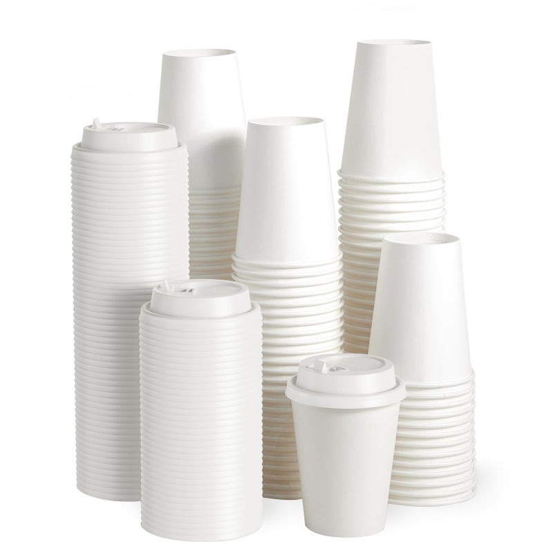 JOLLY PARTY 100 Pack 12 oz Paper Coffee Cups Disposable Paper Coffee Cup with Lids HotCold Beverage Drinking Cup for Water Juice or Tea Suitable for Home Shops and Cafes - Image 3