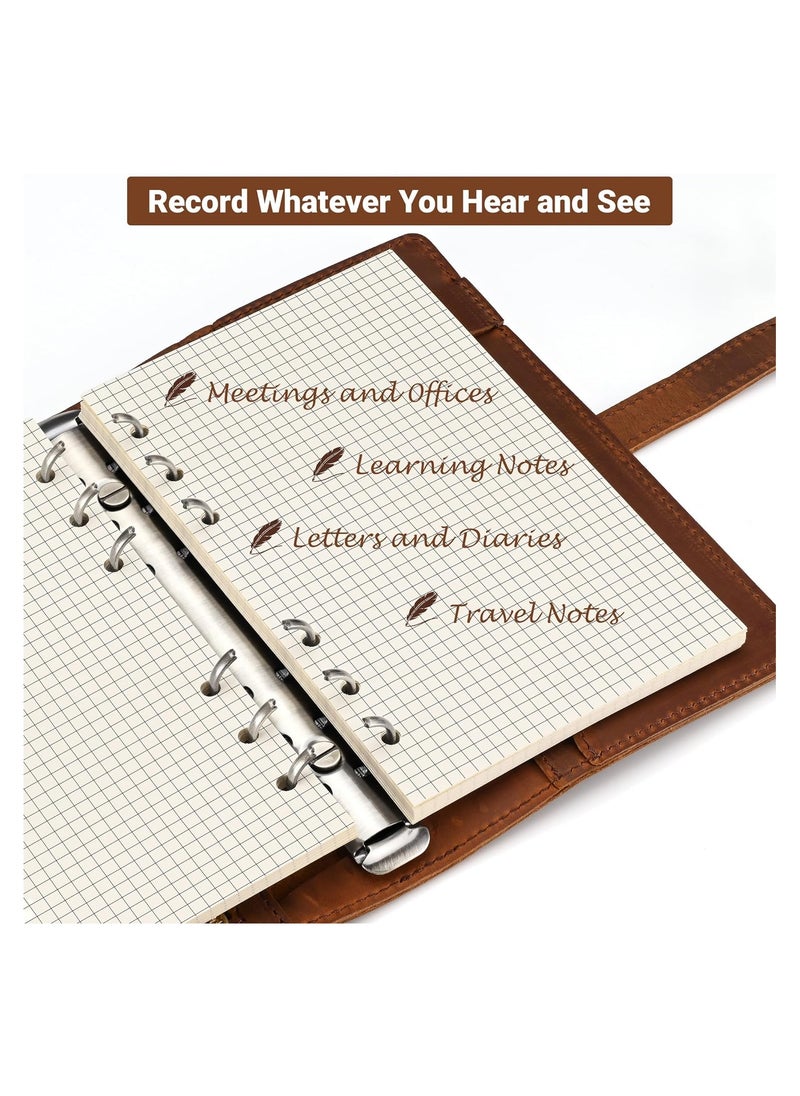 2PCS A6 Grid Refill Paper, A6 Graph Rule Paper/Quad Rule Filler Paper, 6-Hole Punched, Loose-Leaf Paper for 6-Ring Binders, 80 Sheets (160 Pages), 6.69 x 4.13 Inch, Blank  Inserts Paper