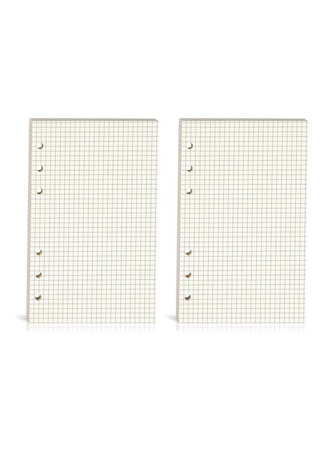2PCS A6 Grid Refill Paper, A6 Graph Rule Paper/Quad Rule Filler Paper, 6-Hole Punched, Loose-Leaf Paper for 6-Ring Binders, 80 Sheets (160 Pages), 6.69 x 4.13 Inch, Blank  Inserts Paper