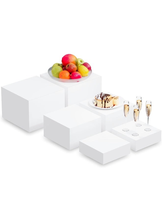 TPGP Buffet Display Stands, Acrylic Food Risers for Party, White Display Risers for Buffet, Dessert, Wedding, Event, Birthday Party, 6''x7''x8'' (6 PCS) - Image 1