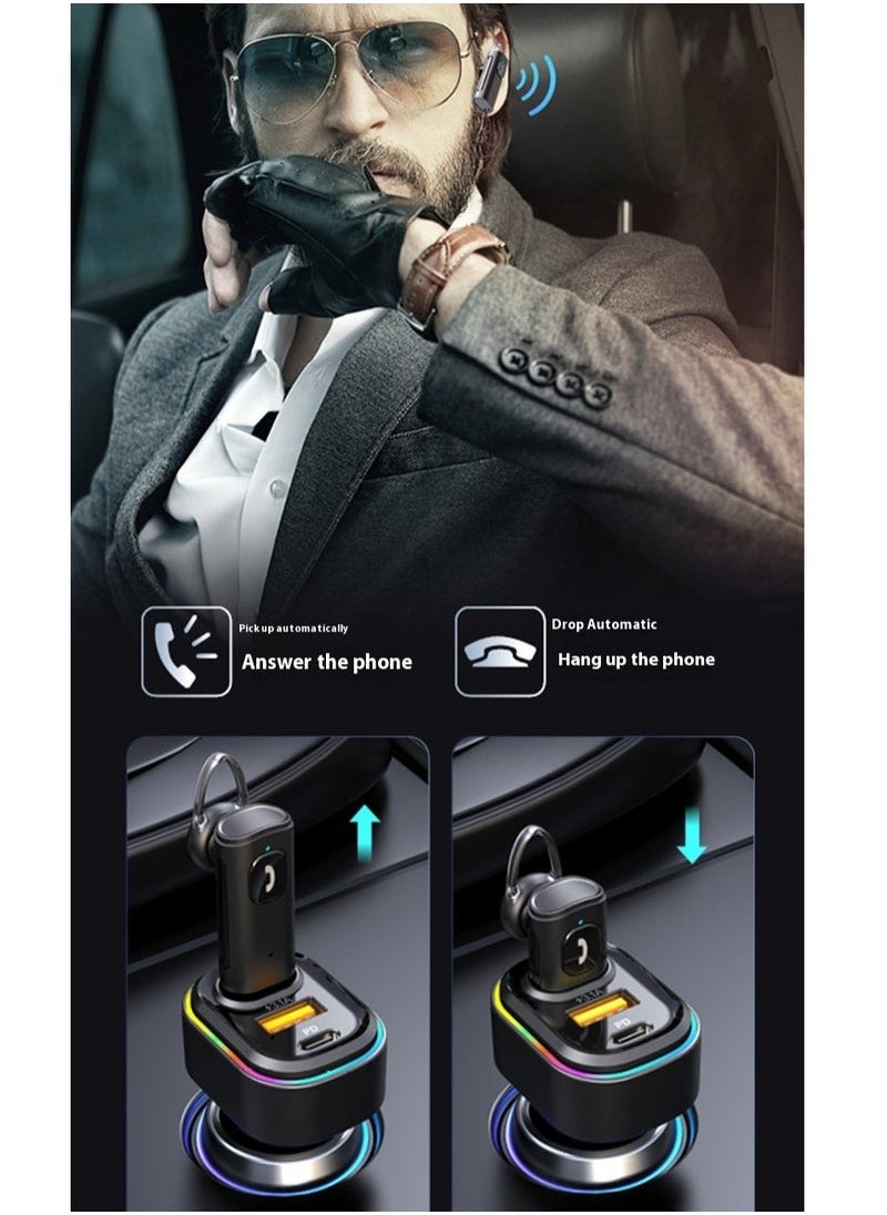 12/24V Car Charger Bluetooth Headset 2 in 1 In-ear Voice Control Wireless Fast Charge Noise Reduction PD Car Charger Fast Car Power Adapter PD for iPhone Type C Car Bluetooth USB Charger Plug with iPhone,Samsung,Galaxy,Huawei,Xiaomi