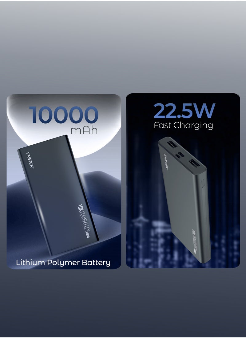 Faster 10000 mAh Power Bank - 22.5W Fast Charging Portable Charger - Laptop Mobile Charger Portable with 2 USB A Ports, 1 USB C Port, 1 Micro USB Port - Battery Pack For Laptop MacBook Dell iPhone Samsung - Compact Design  - Image 4