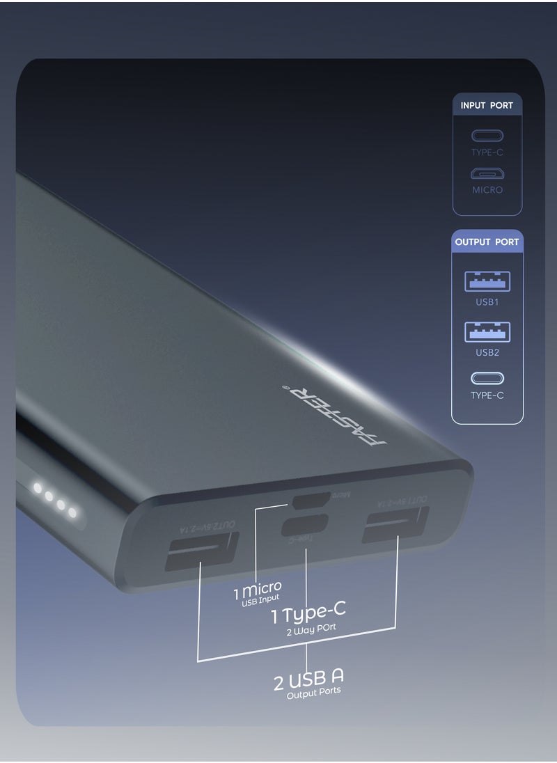 Faster 10000 mAh Power Bank - 22.5W Fast Charging Portable Charger - Laptop Mobile Charger Portable with 2 USB A Ports, 1 USB C Port, 1 Micro USB Port - Battery Pack For Laptop MacBook Dell iPhone Samsung - Compact Design  - Image 5