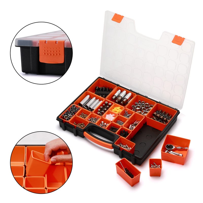 EMENTOL 3PCS Multi-Purpose Portable Organizer Box Set with 72-Removable Compartments, 3 Pieces Professional Boxes with Dimension 16.2"L*13"W*2.3"H - Image 4