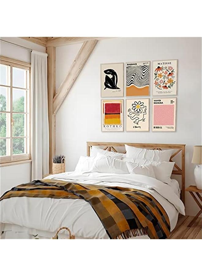 Matisse Wall Art Prints Set of 6, Abstract Matisse Wall Art Exhibition Posters Black Beige Yellow Women Body Line Art Flower Market Art Prints, Living Room Wall Decor（8x10inch, Unframed - Image 5