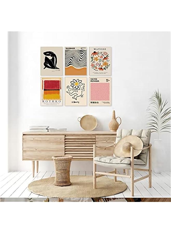 Matisse Wall Art Prints Set of 6, Abstract Matisse Wall Art Exhibition Posters Black Beige Yellow Women Body Line Art Flower Market Art Prints, Living Room Wall Decor（8x10inch, Unframed - Image 2