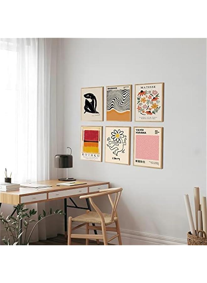 Matisse Wall Art Prints Set of 6, Abstract Matisse Wall Art Exhibition Posters Black Beige Yellow Women Body Line Art Flower Market Art Prints, Living Room Wall Decor（8x10inch, Unframed - Image 3
