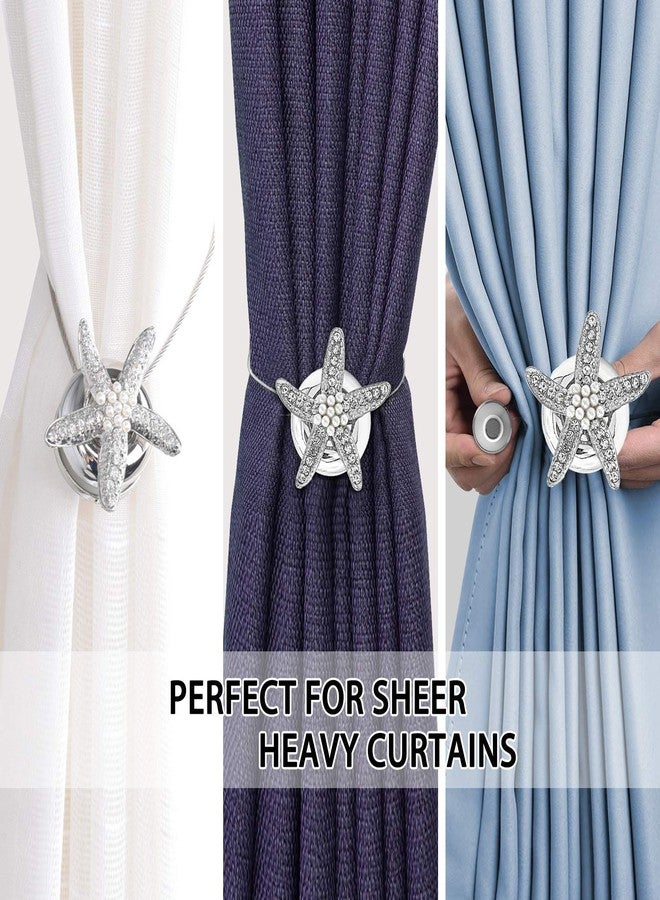KOLAKO Curtain Tiebacks Crystal Curtain Holdbacks Silver Magnetic Curtain Buckle Tieback Holder Starfish Decorative Curtain Tie Back Hooks for Drapes, 1 Pair (Set of 2) - Image 5
