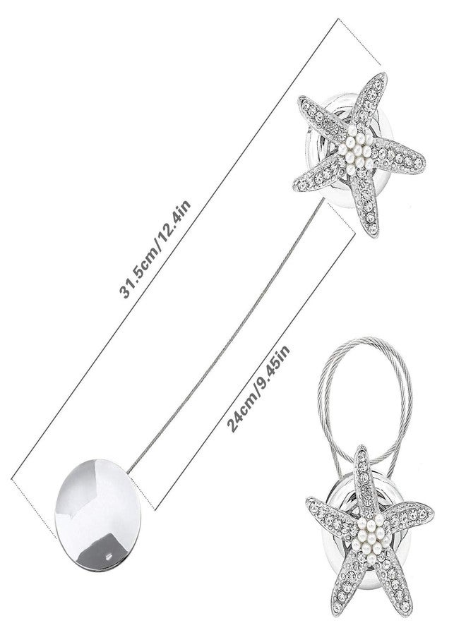 KOLAKO Curtain Tiebacks Crystal Curtain Holdbacks Silver Magnetic Curtain Buckle Tieback Holder Starfish Decorative Curtain Tie Back Hooks for Drapes, 1 Pair (Set of 2) - Image 2