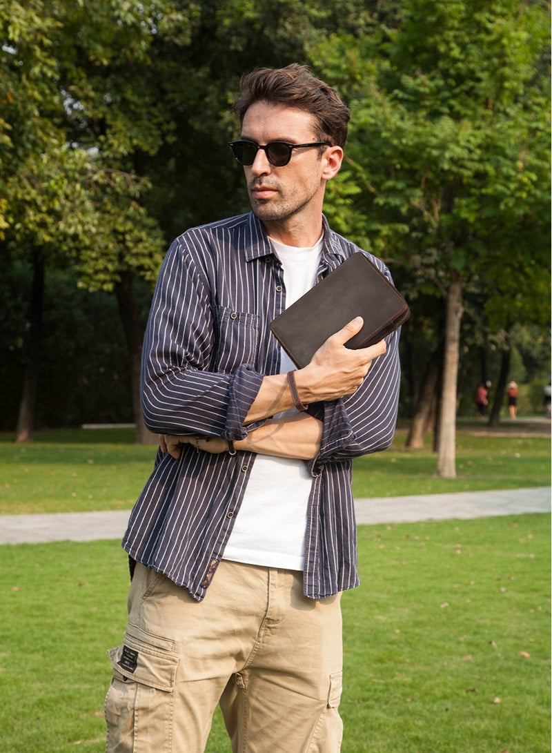 Y&D Portable Brown Leather Watch Band Storage Case for Travel 12 Slots/ Apple Case/ Garmin Fenix Bands/ Samsung - Not Large Bands - Image 4