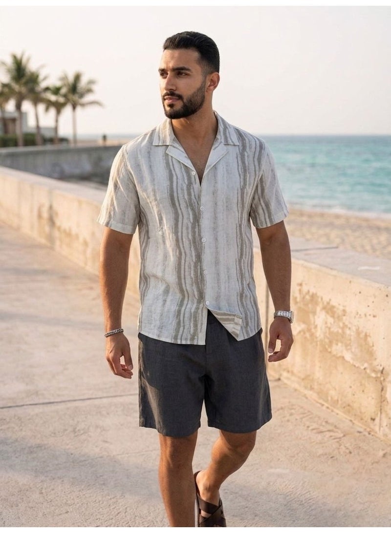 Hikes Men’s Premium Striped Shirt , Lightweight Breathable Summer Casual Shirt - Image 4