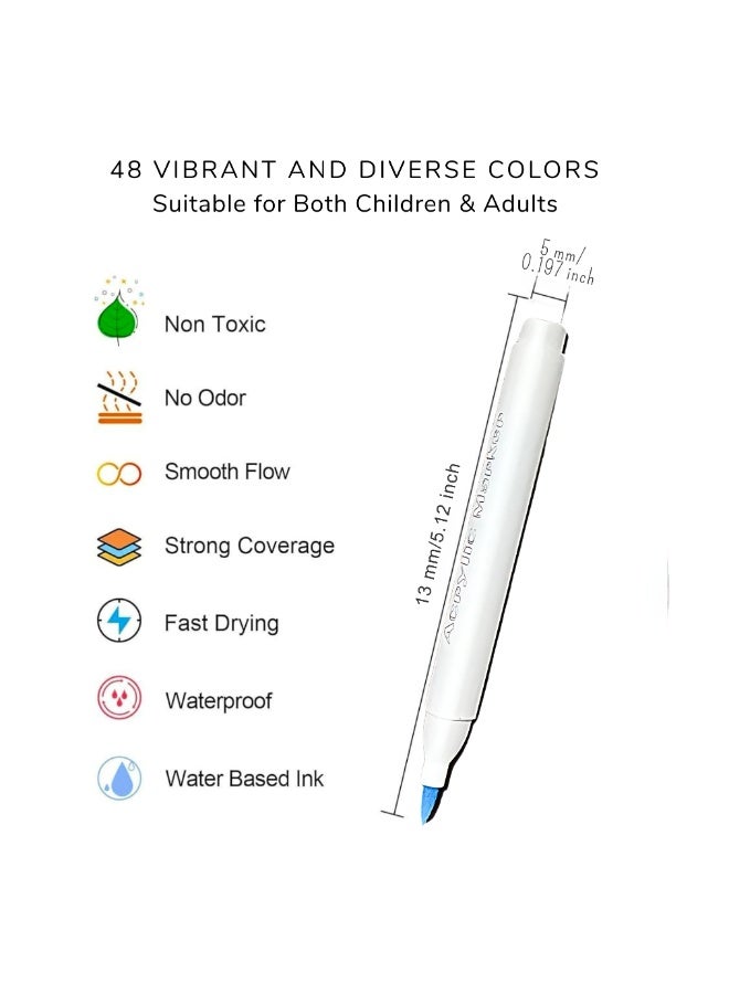 VIO 48 Soft Tip Acrylic Pens DIY Art Supplies Color Marker Paint Pens Smooth Flow Acrylic Markers Fine Point Permanent Brush Markers Creative Markers for DIY Projects Arts and Crafts School Classroom Kids Activity Kids and Adult Coloring Works on Paper Metal Wood Ceramic Fabric Glass Rock Canvas Mug Stone Birthday Party Gift Party Favors 48 Assorted Colors - Image 5