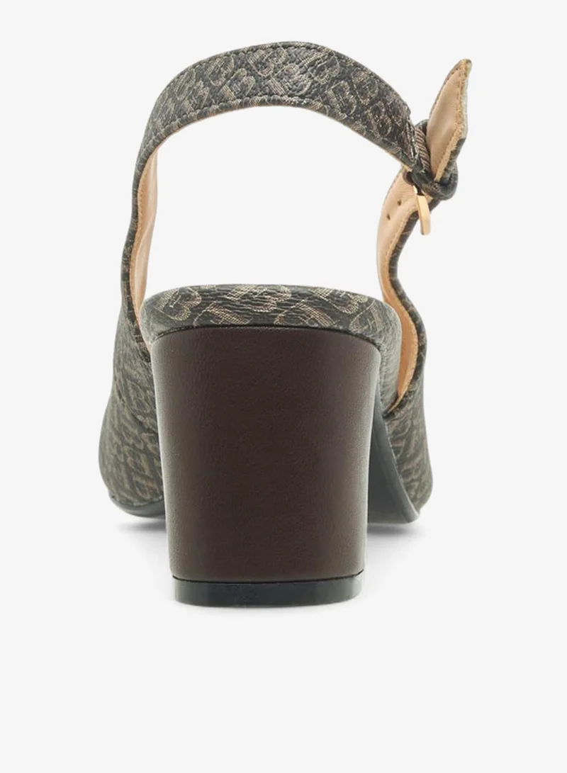 Flora Bella By Shoexpress BROWN Women Monogram Print Block Heel Shoes for Women | Best Price UAE