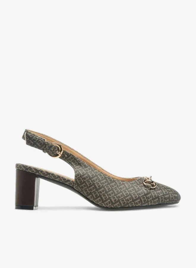 Flora Bella By Shoexpress BROWN Women Monogram Print Block Heel Shoes for Women | Best Price UAE